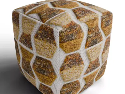 Gold Tufted Pouf by Sawyer 3D model