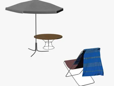 Beach Chair with Towel set 3D model