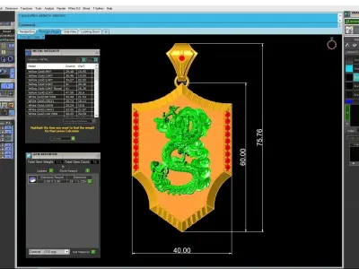 Luxury Asian Dragon Shield Pendant  3258  3D print model