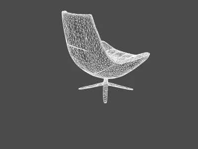 Modern Designer Lounge Chair Red Leather Finish   3D model