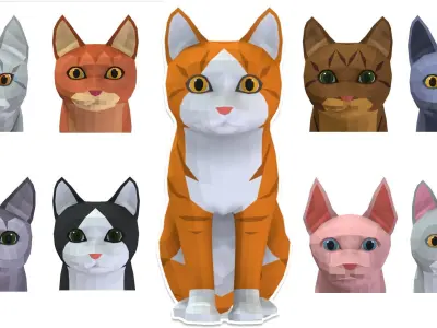 LowPoly Kittens Pack Low-poly 3D model