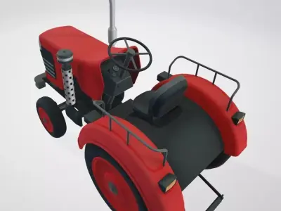 Realistic Farm Tractor 3D Model Low-poly 3D model
