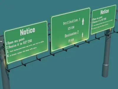 Highway Signboards Free low-poly 3D model
