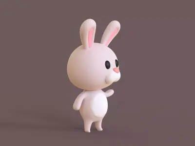 Little Funny Bunny Animated  Low-poly 3D model