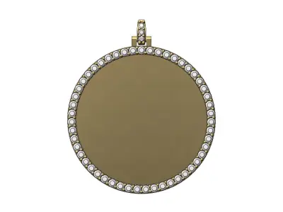 Large 40mm round diamond memory picture pendant  3D print model