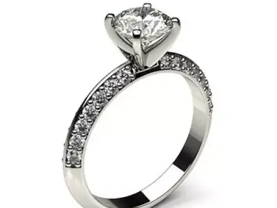 Engagement ring  round stone  3D print model