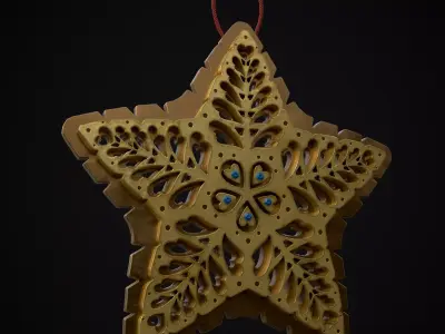 Christmas Decoration Golden Star Low-poly 3D model