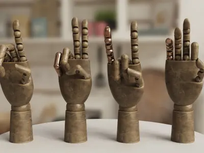 Wood Hand Mannequin Low-poly 3D model