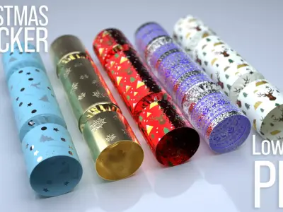Christmas Cracker Low-poly 3D model
