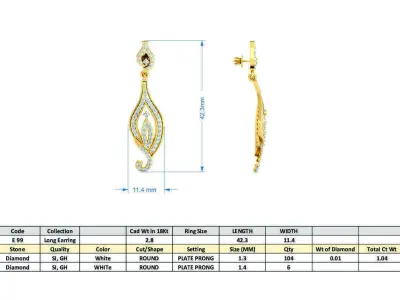 Women Earrings 3dm STL OBJ FBX Render Details 3D print model 7