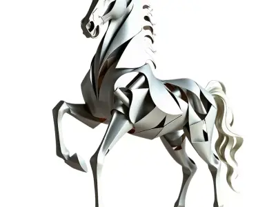 Elegant Metallic Horse model pack Low-poly 3D model