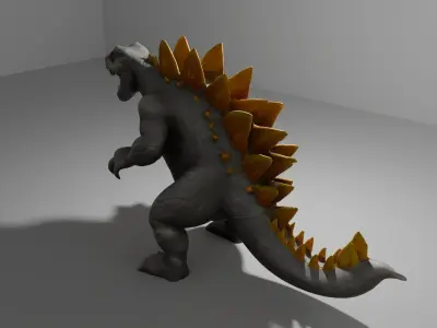 Godzilla kaiju titan King of The Monsters low-poly 3d model Low-poly 3D model