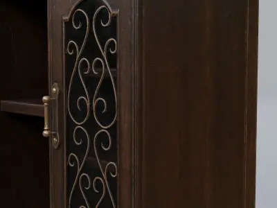 Cabinet 2 wooden with doors and drawers Low-poly 3D model