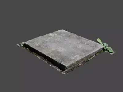 Rectangle Concrete Block Low-poly 3D model