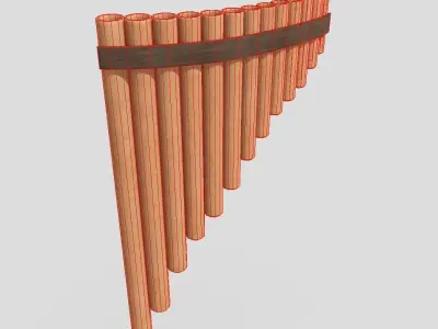 Panpipe wooden tube Low-poly 3D model