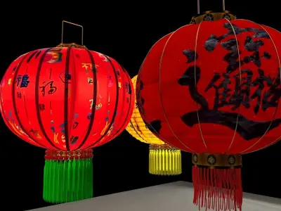 Chinese red lantern 3D model 87