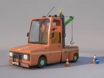  3d Evakuator car Low-poly 3D model