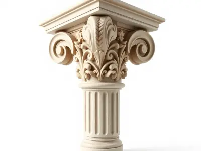 Acanthus Leaf Column Capital model pack Low-poly 3D model