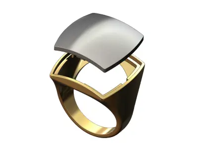 Large square 2 tone statement signet ring  3D print model