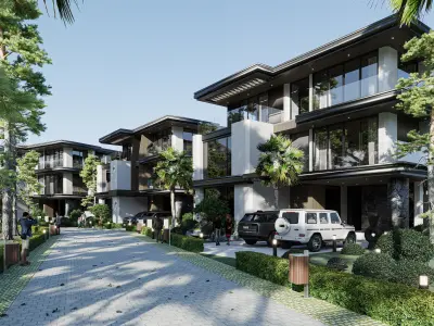 River Front House Estates Low-poly 3D model