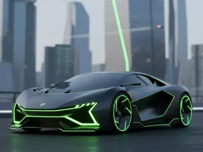 Futuristic EV Hypercar 3D model