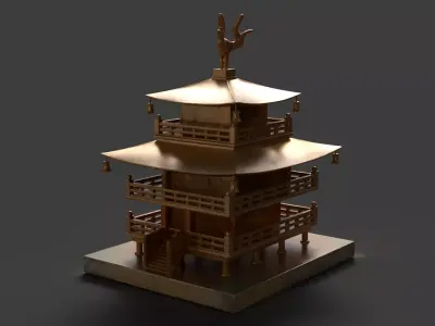 Chinese pavilion  Low-poly 3D model