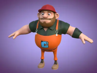 7 Cute Cartoon Characters Expertly Crafted 3D Models Collection Low-poly 3D model