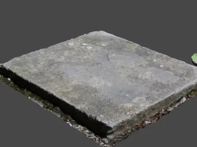 Rectangle Concrete Block Low-poly 3D model