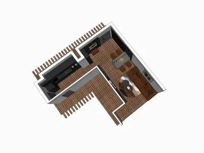 Luxury Apartment Living SketchUp Model Scene 3D model