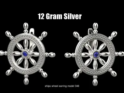 Ship wheel earring and pendant 3D Model Pack
