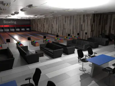 Bowling Alley Low-poly 3D model