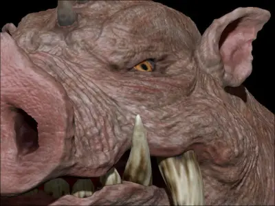 Evil Pig character bust Low-poly 3D model