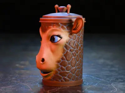 Recycle bin designed to resemble a giraffe head 3D model