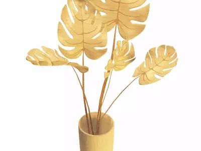 Monstera wooden plant 3D model