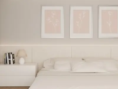 Minimalist beige neutral bedroom architectural visualization Free 3D model