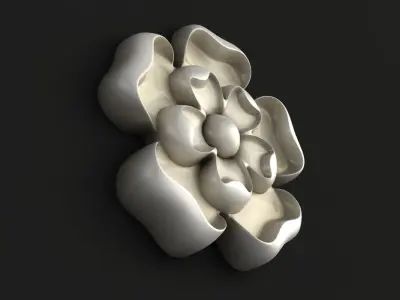 Round carved rosette flower 3D model