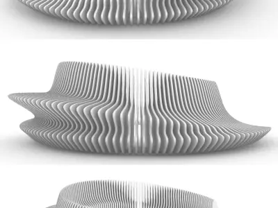 Parametric Wavy Wooden Furniture 16 - CNC files for cutting 3D model