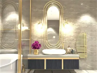 BATHROOM modern with gold accents Free low-poly 3D model