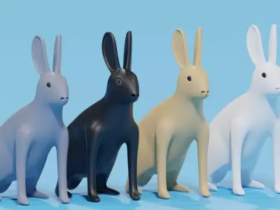 Cartoon Rabbit Tolai Hare 3D model