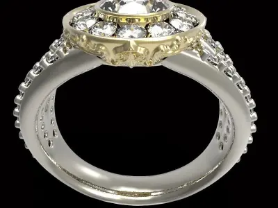 engraving halo ring center gem 6 mm  3D print model