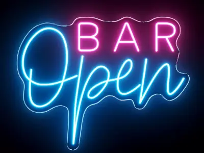 Bar Open Neon Sign 3D model