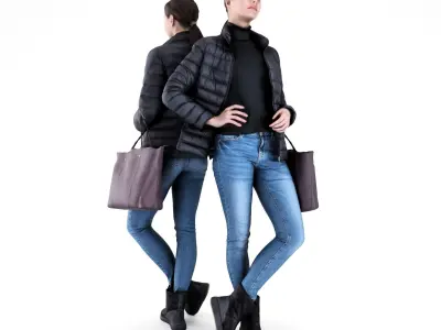 Woman with bag 52 Low-poly 3D model