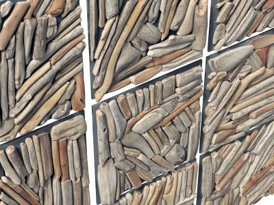 Rectangle  panel branch splinter Big n5 3D model