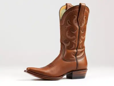 Cowboy Leather Boot Model Pack with Decorative Embroidery Low-poly 3D model