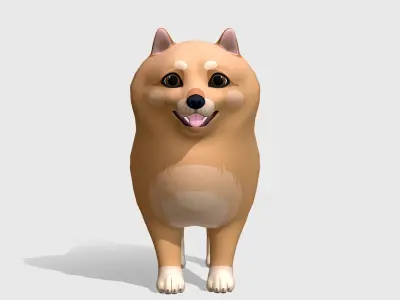 Cartoon Dog - Pomeranian Spitz Low-poly 3D model