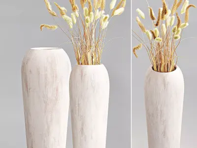 Pottery Barn wood vases 3D model