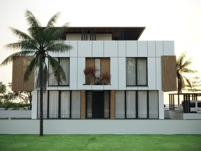 modern villa exterior 3ds max render  Low-poly 3D model