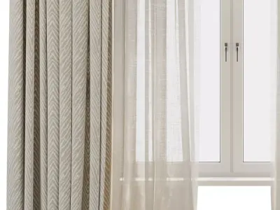 Linen Curtain - roman Curtain 40 Low-poly 3D model