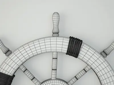 Large Marine Ship Wheel Nautical Decor 3D model