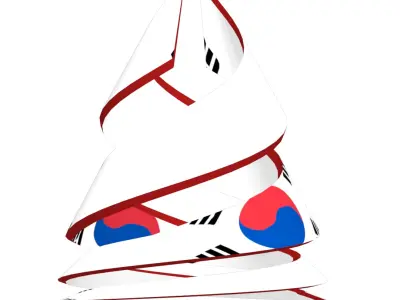 The South Korean Flag on spiral structure 3D model